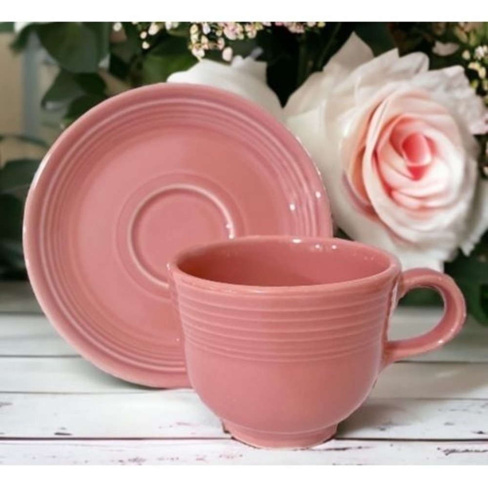 Fiestaware Peony Cup and Saucer Homer Laughlin Coffee Tea Set‎ Fiesta Excellent